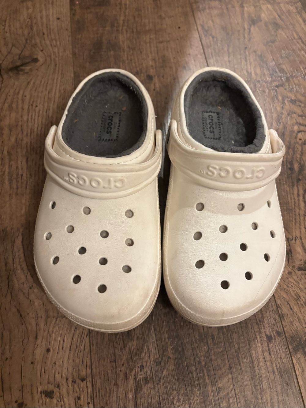 CROCS Kids Classic Clog with Fleece Lining - Cream
